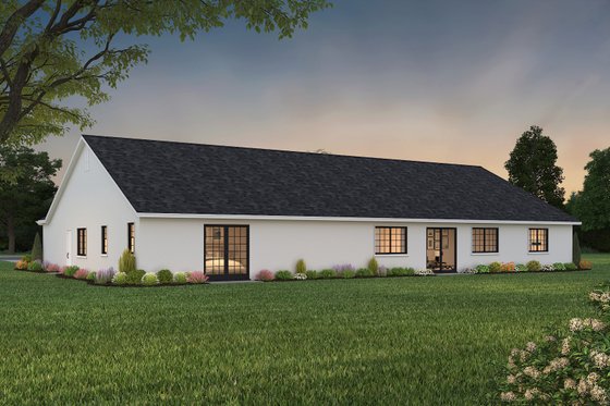 Exterior - Rear Elevation for Ranch House Plan #1-689 - 4 bed, 2.5 bath