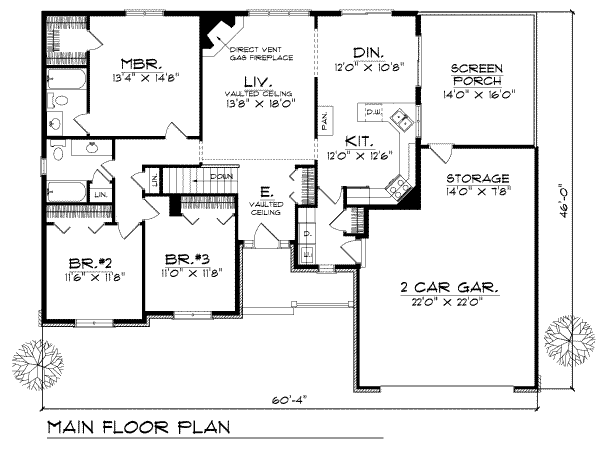 House Plan Design - Traditional Floor Plan - Main Floor Plan #70-144
