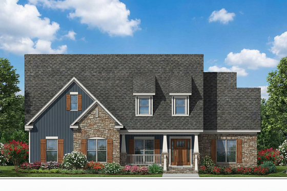Exterior - Front Elevation 4 for Craftsman House Plan #17-2413 - 4 bed, 2 bath