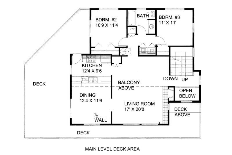 Architectural House Design - Floor Plan - Main Floor for Contemporary House Plan #117-1005 - 3 bed, 3 bath