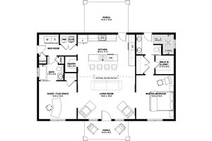Floor Plan - Main Floor for Farmhouse House Plan #126-238 - 2 bed, 2 bath