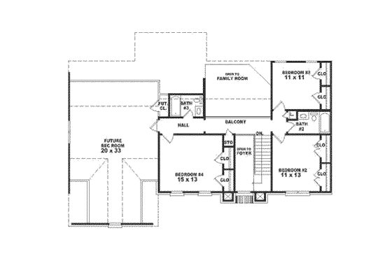 Floor Plan - Upper Floor for European House Plan #81-483 - 4 bed, 3.5 bath