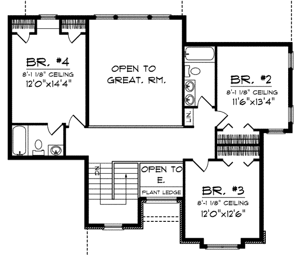 Colonial Floor Plan - Upper Floor Plan #70-632