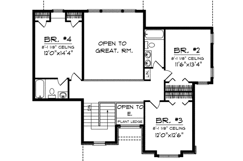 Home Plan - Floor Plan - Upper Floor for Colonial House Plan #70-632 - 4 bed, 3.5 bath
