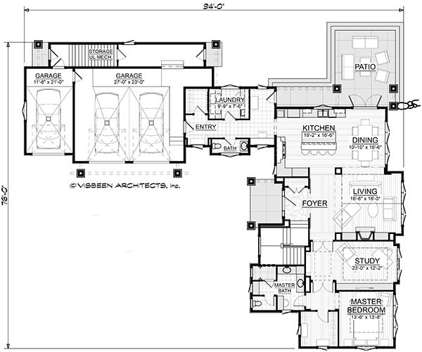 Architectural House Design - Traditional Floor Plan - Main Floor Plan #928-300