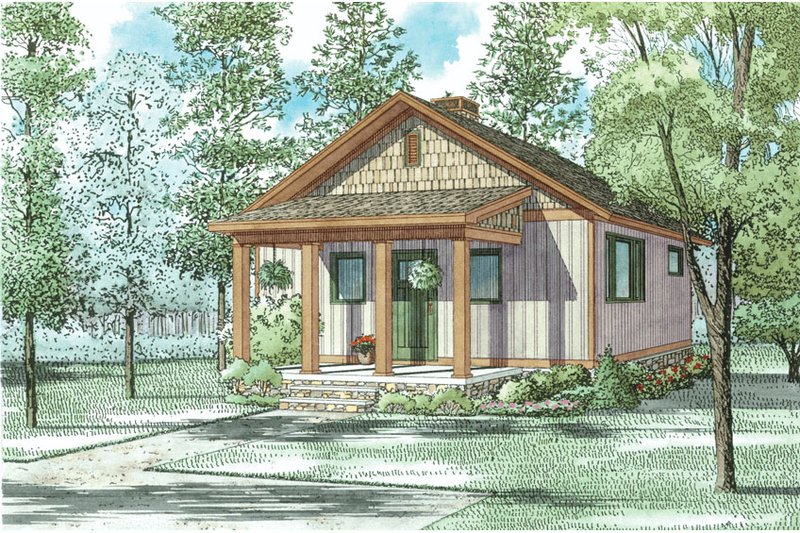 Dream House Plan - Exterior - Front Elevation 3 for Country House Plan #17-2604 - 2 bed, 1 bath