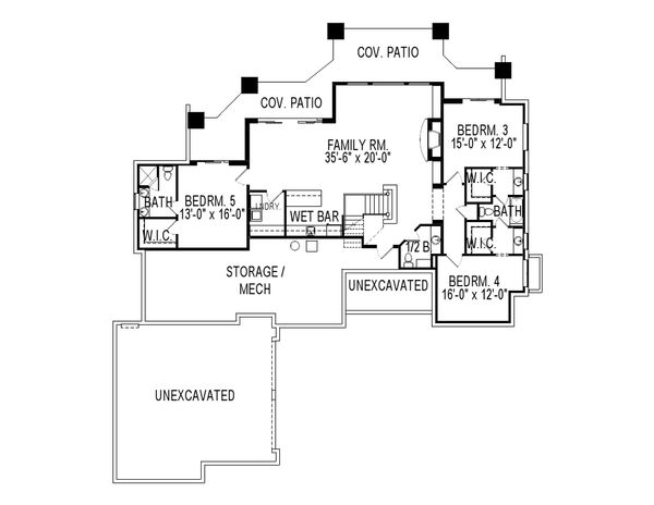 Craftsman Floor Plan - Lower Floor Plan #920-25