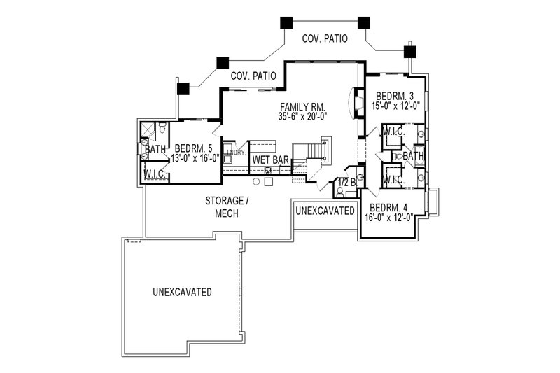 Home Plan - Floor Plan - Lower Floor for Craftsman House Plan #920-25 - 5 bed, 4.5 bath
