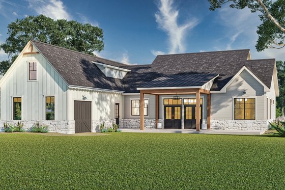Exterior - Rear Elevation for Farmhouse House Plan #119-449 - 3 bed, 3 bath