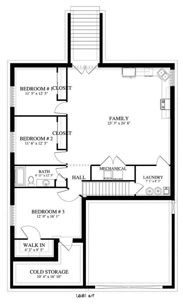 Home Plan - Ranch Floor Plan - Lower Floor Plan #1060-5