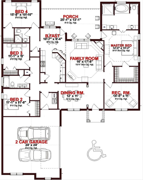 Ranch Floor Plan - Main Floor Plan #63-253