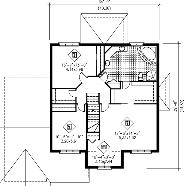European Floor Plan - Upper Floor Plan #25-2051