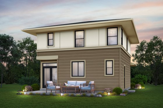 Exterior - Rear Elevation for Prairie House Plan #48-1061 - 3 bed, 2.5 bath