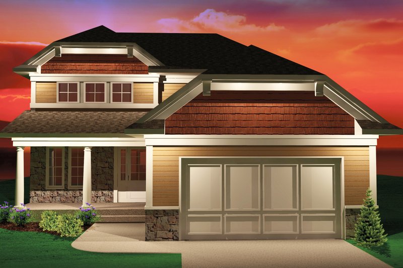 Architectural House Design - Bungalow Exterior - Front Elevation Plan #70-1069