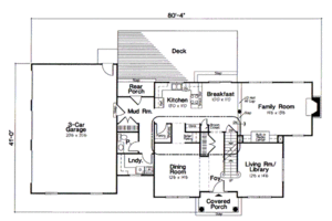 Floor Plan - Main Floor for Colonial House Plan #312-832 - 3 bed, 2.5 bath