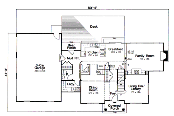 Floor Plan - Main Floor for Colonial House Plan #312-832 - 3 bed, 2.5 bath