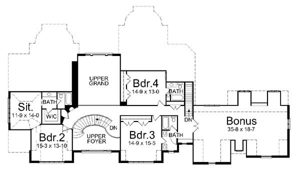European Floor Plan - Upper Floor Plan #119-242