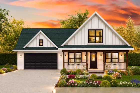 Exterior - Front Elevation 4 for Traditional House Plan #54-614 - 3 bed, 2 bath