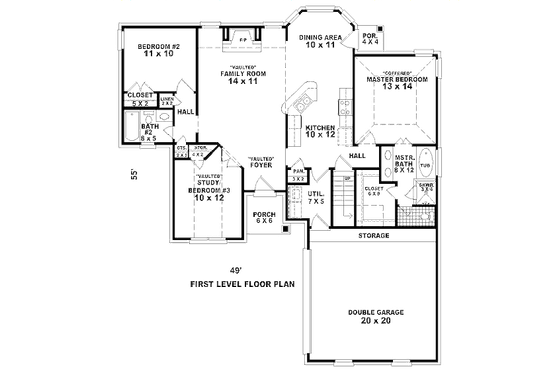 Floor Plan - Main Floor for Traditional House Plan #81-13820 - 2 bed, 2 bath