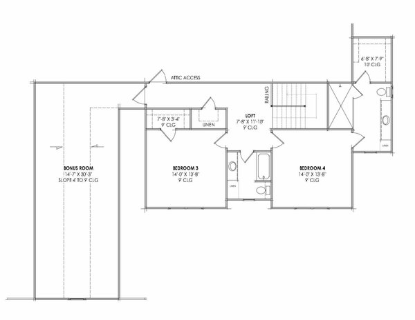 House Design - Floor Plan - Upper Floor for Farmhouse House Plan #1096-201 - 4 bed, 4 bath