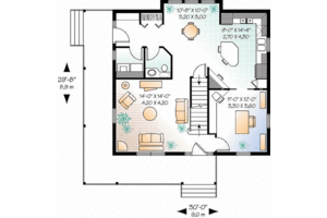 Floor Plan - Main Floor for Farmhouse House Plan #23-448 - 3 bed, 1.5 bath
