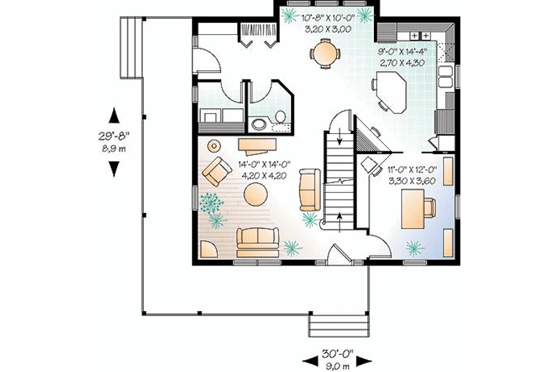 Architectural House Design - Floor Plan - Main Floor for Farmhouse House Plan #23-448 - 3 bed, 1.5 bath