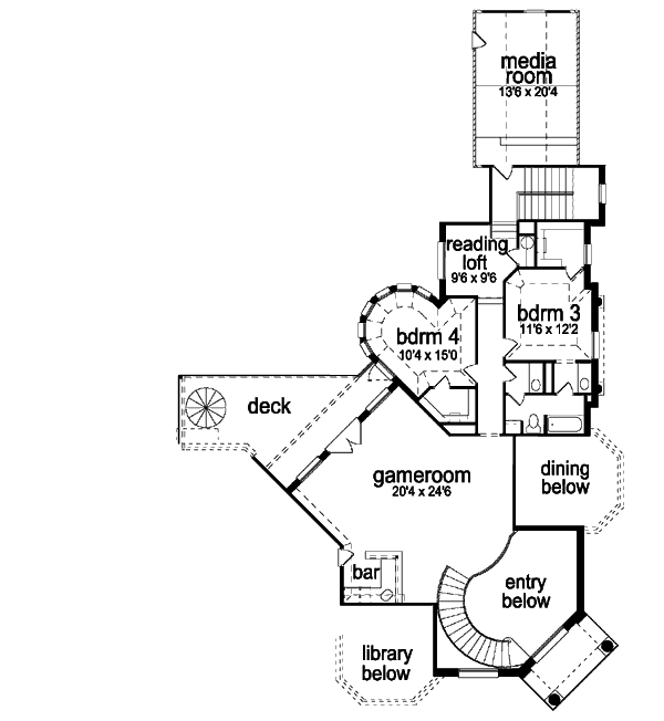 House Plan Design - European Floor Plan - Upper Floor Plan #84-434