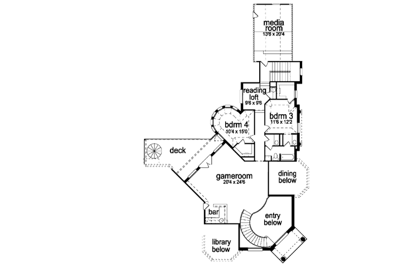 Home Plan - Floor Plan - Upper Floor for European House Plan #84-434 - 4 bed, 4 bath