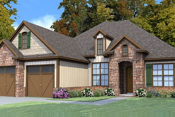 Exterior - Front Elevation for Traditional House Plan #63-382 - 4 bed, 2 bath