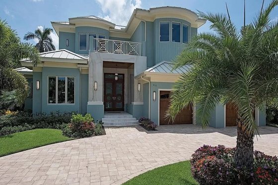Exterior - Front Elevation 3 for Beach House Plan #548-56 - 5 bed, 5.5 bath