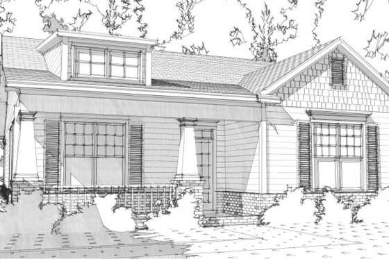 Exterior - Front Elevation for Bungalow House Plan #63-284 - 2 bed, 2 bath