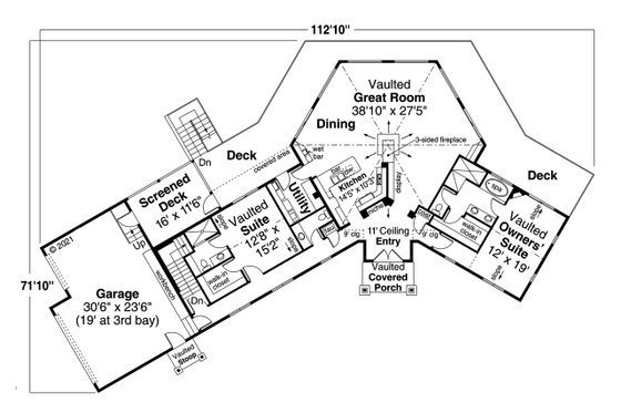 Floor Plan - Main Floor for European House Plan #124-1266 - 4 bed, 4.5 bath