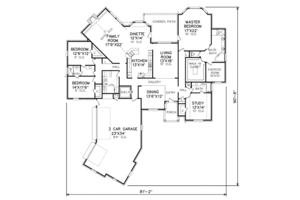 Floor Plan - Main Floor for Traditional House Plan #65-456 - 3 bed, 3 bath