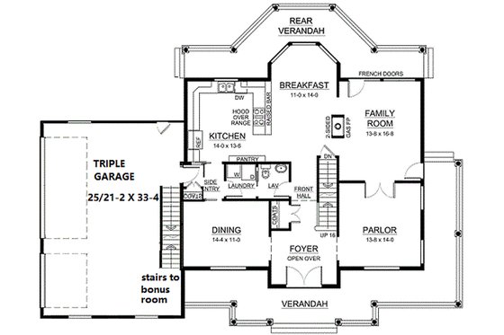 Floor Plan - Main Floor for Southern House Plan #126-190 - 3 bed, 2.5 bath