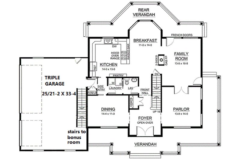 Home Plan - Floor Plan - Main Floor for Southern House Plan #126-190 - 3 bed, 2.5 bath