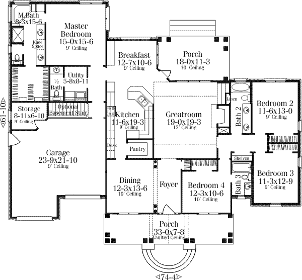 Architectural House Design - Southern Floor Plan - Main Floor Plan #406-105