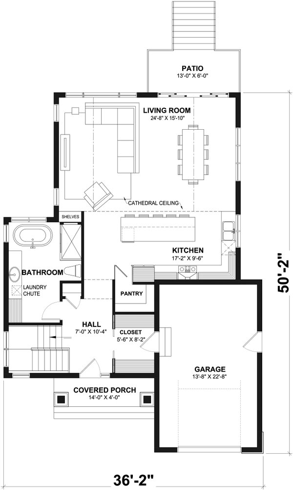 House Blueprint - Cottage Floor Plan - Main Floor Plan #23-2766