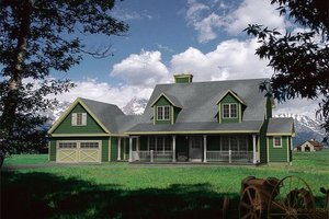 Country style home, farmhouse design, front elevation