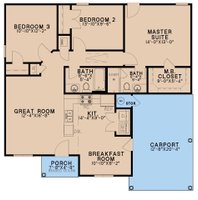 Floor Plan - Main Floor for Ranch House Plan #923-217 - 3 bed, 2 bath