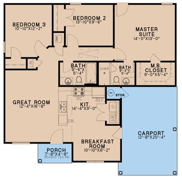 Floor Plan - Main Floor for Ranch House Plan #923-217 - 3 bed, 2 bath