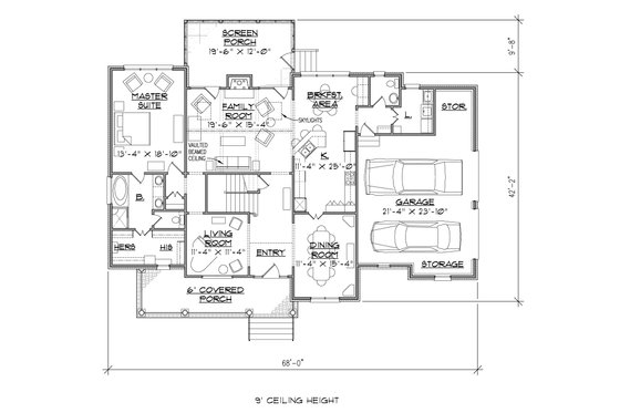 Floor Plan - Main Floor for Farmhouse House Plan #1054-26 - 4 bed, 3.5 bath
