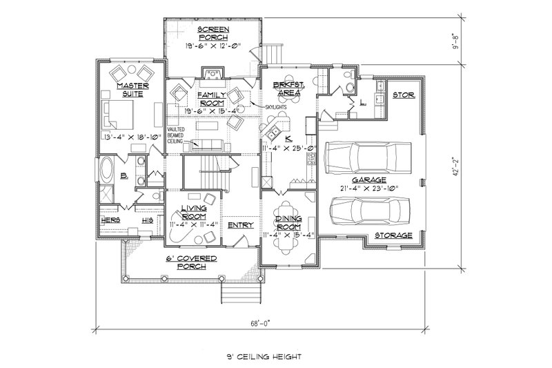 Home Plan - Floor Plan - Main Floor for Farmhouse House Plan #1054-26 - 4 bed, 3.5 bath
