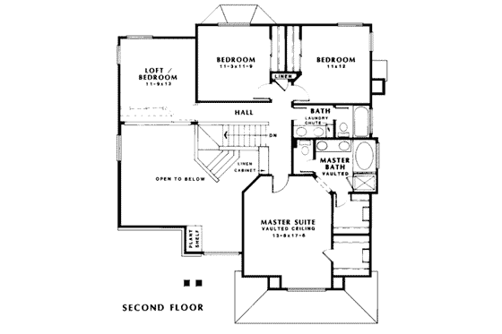 Floor Plan - Upper Floor for Traditional House Plan #312-570 - 4 bed, 2.5 bath