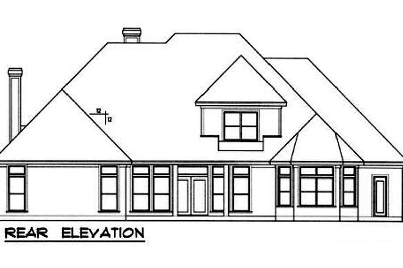Home Plan - Exterior - Rear Elevation for European House Plan #40-238 - 5 bed, 4 bath