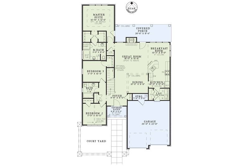 Home Plan - Floor Plan - Main Floor for European House Plan #17-122 - 4 bed, 3 bath