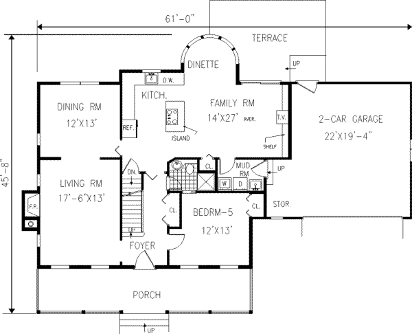 Architectural House Design - Colonial Floor Plan - Main Floor Plan #3-180