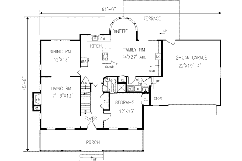 Dream House Plan - Floor Plan - Main Floor for Colonial House Plan #3-180 - 5 bed, 3 bath