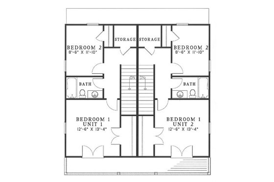 Floor Plan - Upper Floor for Southern House Plan #17-2270 - 2 bed, 1.5 bath