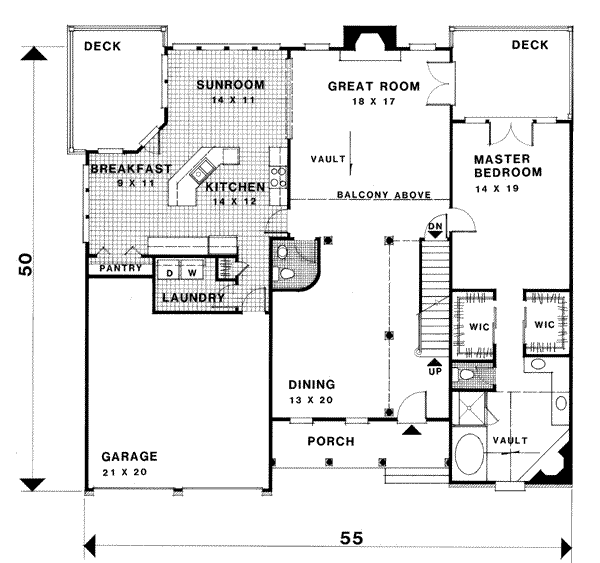 House Plan Design - Southern Floor Plan - Main Floor Plan #56-207