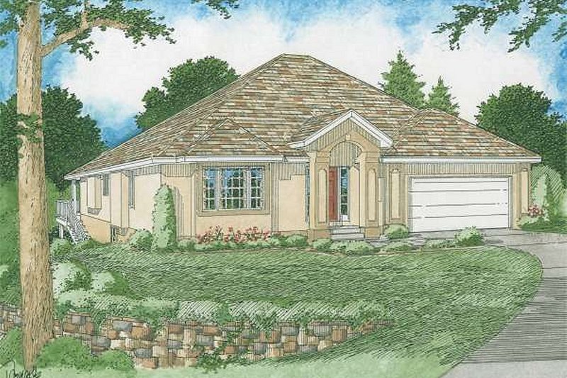 Dream House Plan - Mediterranean Exterior - Front Elevation Plan #126-229